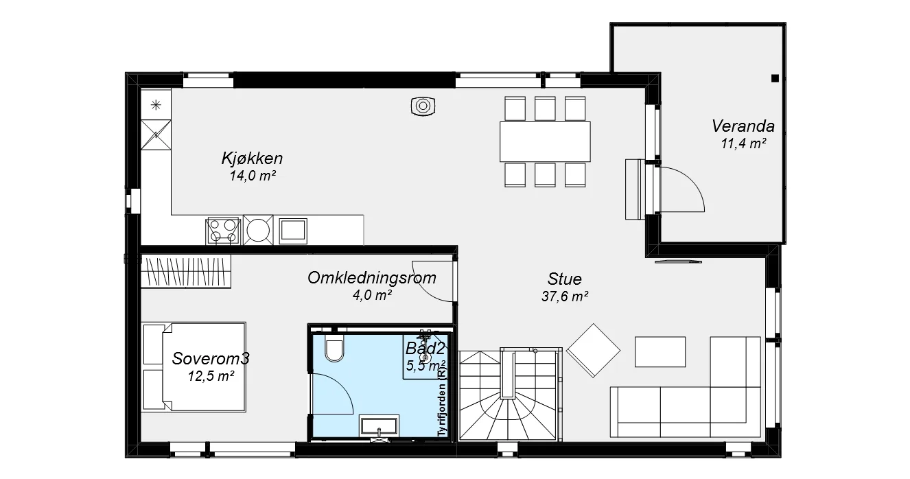 Plantegning 2. ETG — ABChus Arwen B — med carport