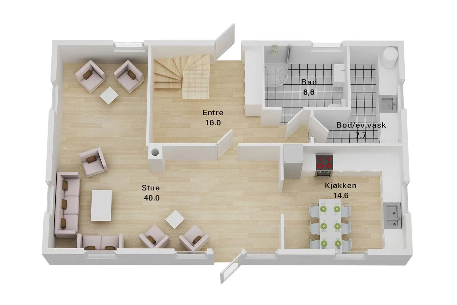 Plantegning 1. ETG — Blå Bolig Bergamo