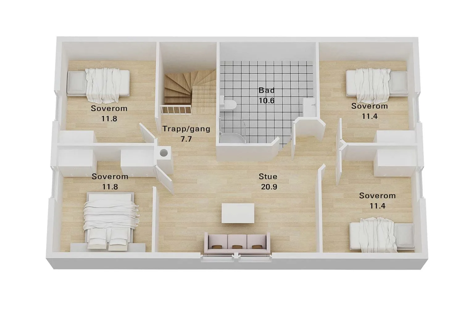 Plantegning 2. ETG — Blå Bolig Bergamo