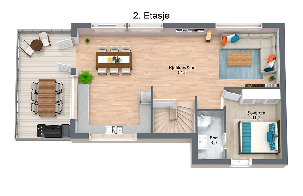 Plantegning 2. ETG — Blå Bolig Brescia
