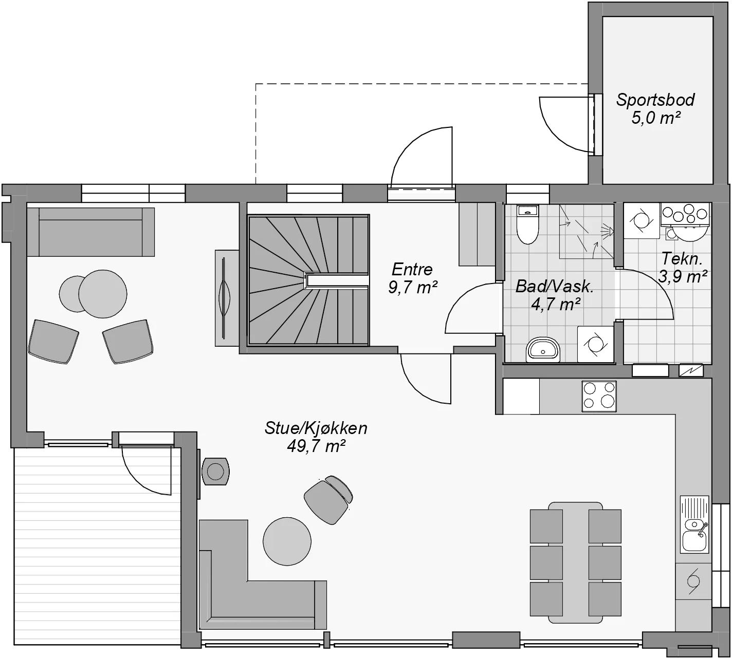 Plantegning 1. ETG — Blink Hus Ålesund