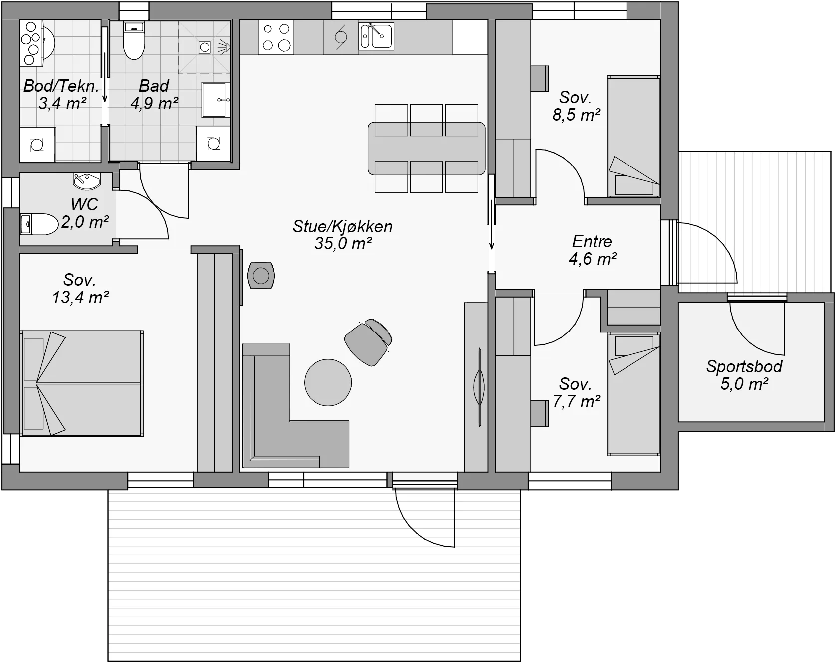 Plantegning 1. ETG — Blink Hus Lillehammer