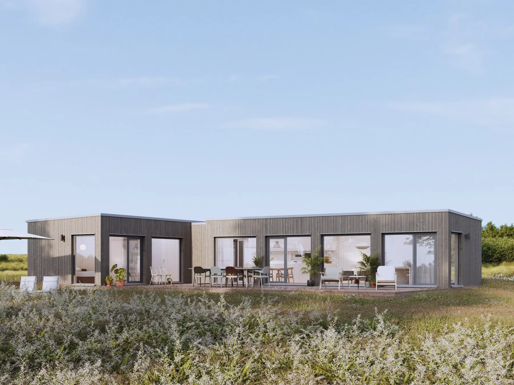 Rak R6.T.100 fra Boligverket — hovedfasade