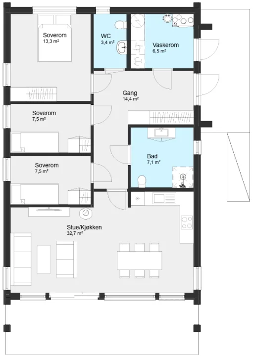 Plantegning 1. ETG — Byggmann 202 Lande