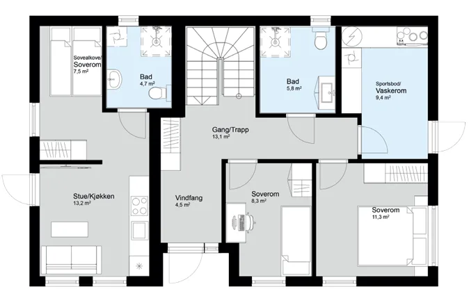 Plantegning 1. ETG — Byggmann 213 Casa