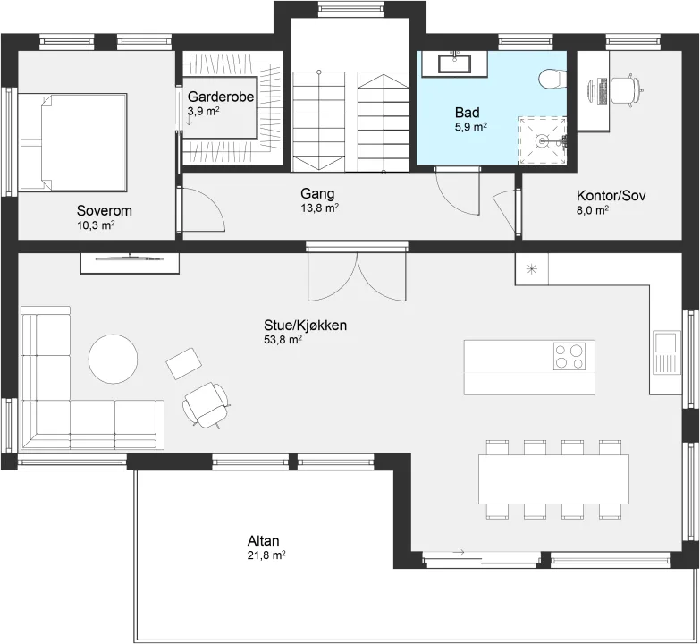 Plantegning 2. ETG — Byggmann 222 Lisbon