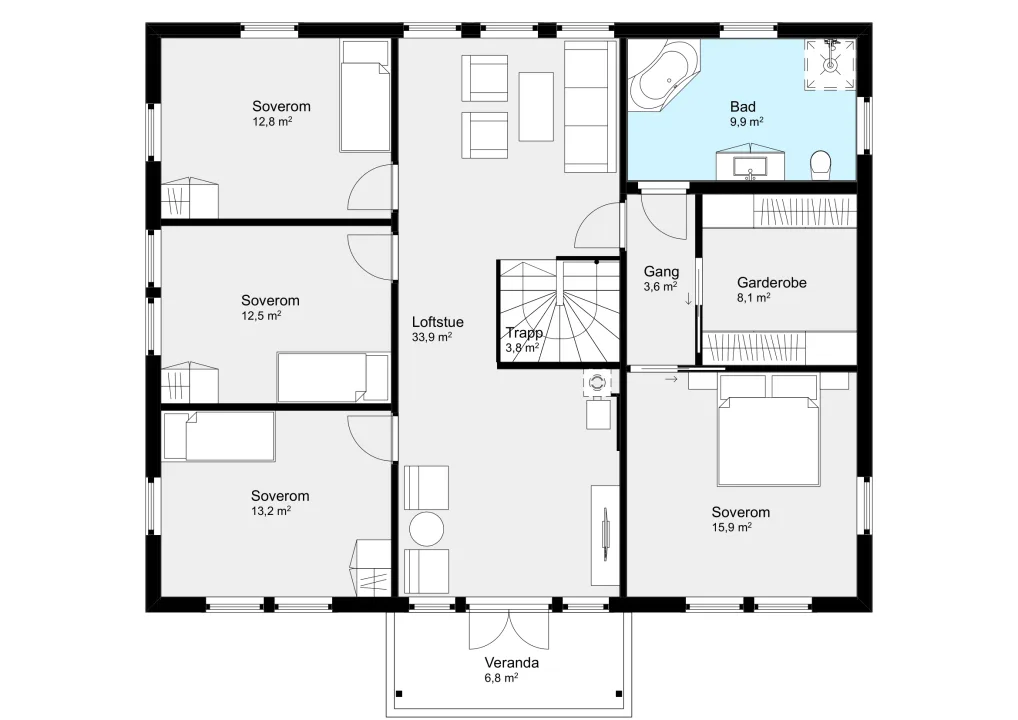 Plantegning 2. ETG — Byggmann 227 Skjong