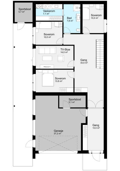 Plantegning 1. ETG — Byggmann 228 Scala