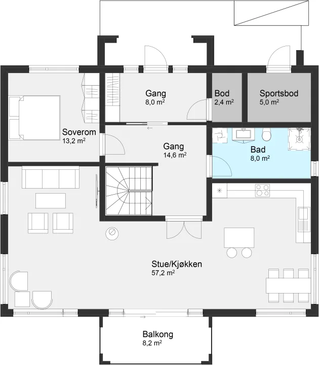 Plantegning 2. ETG — Byggmann 229 Sirius