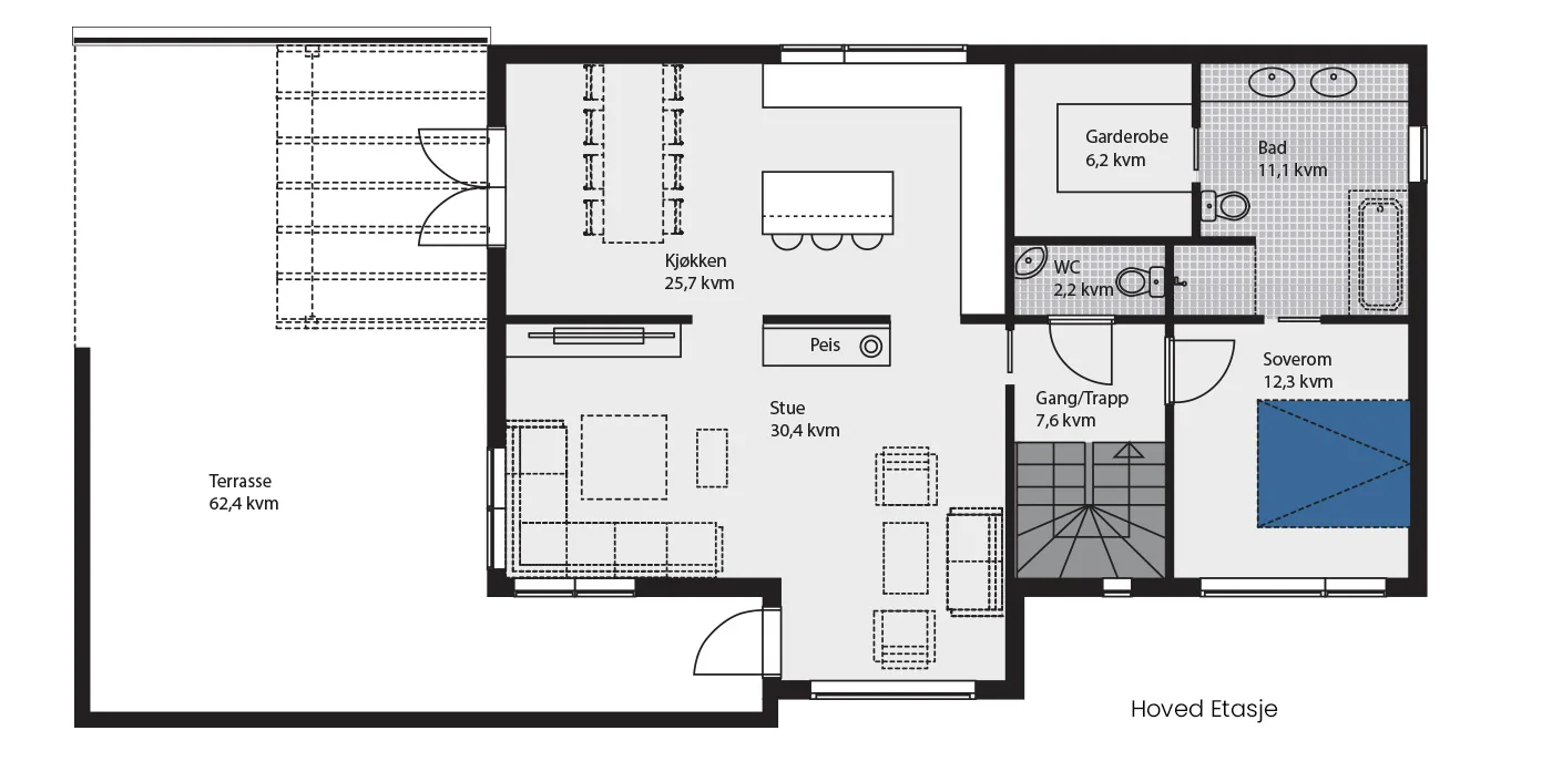 Plantegning 1. ETG — Fjogstad-Hus 1604
