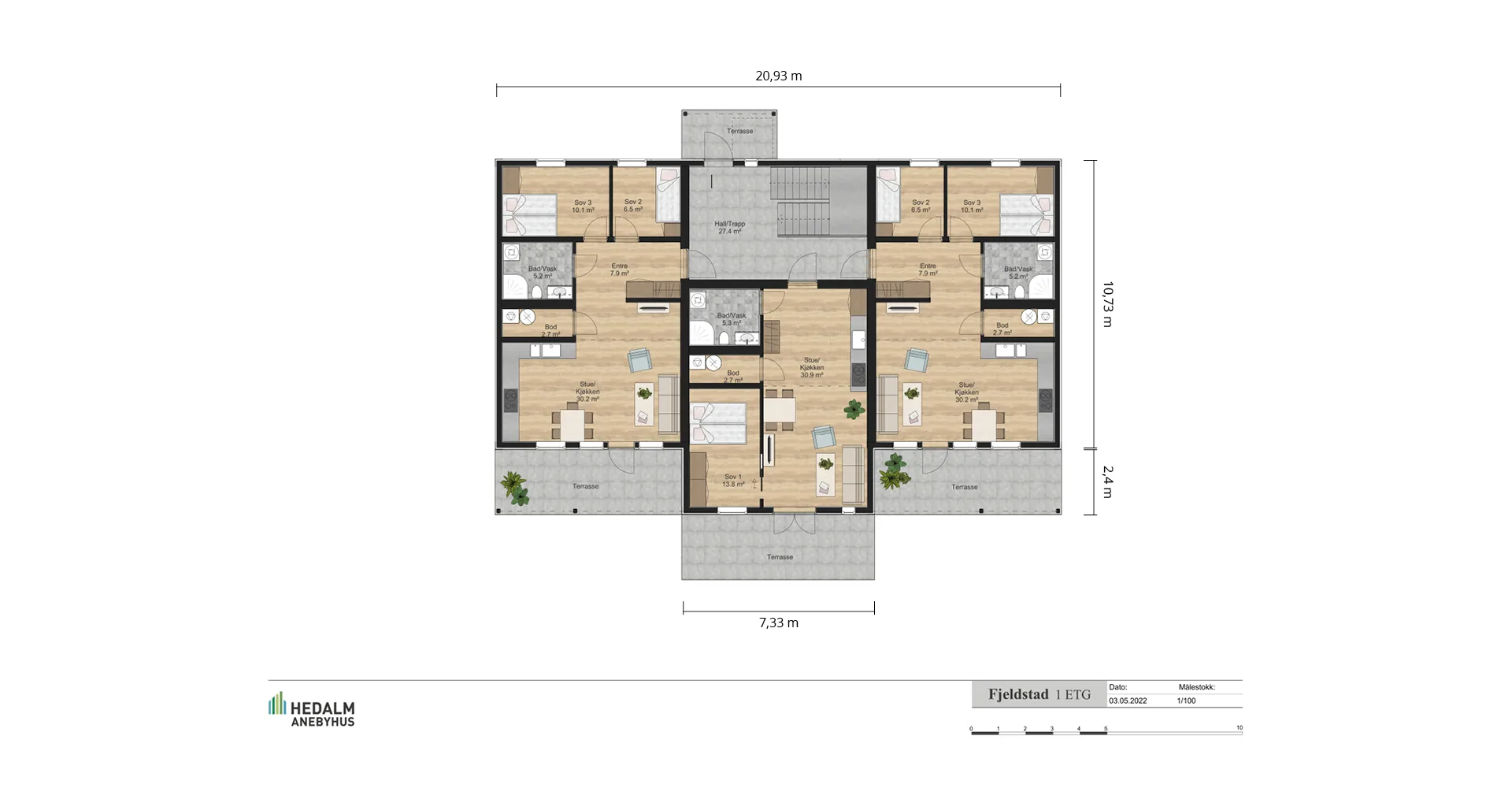 Plantegning 1. ETG — Hedalm Anebyhus Fjeldstad