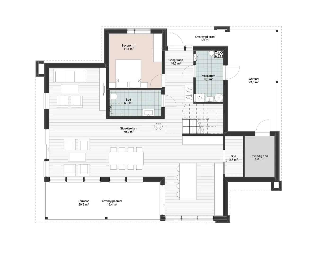 Plantegning 1. ETG — Idéhus Besseggen
