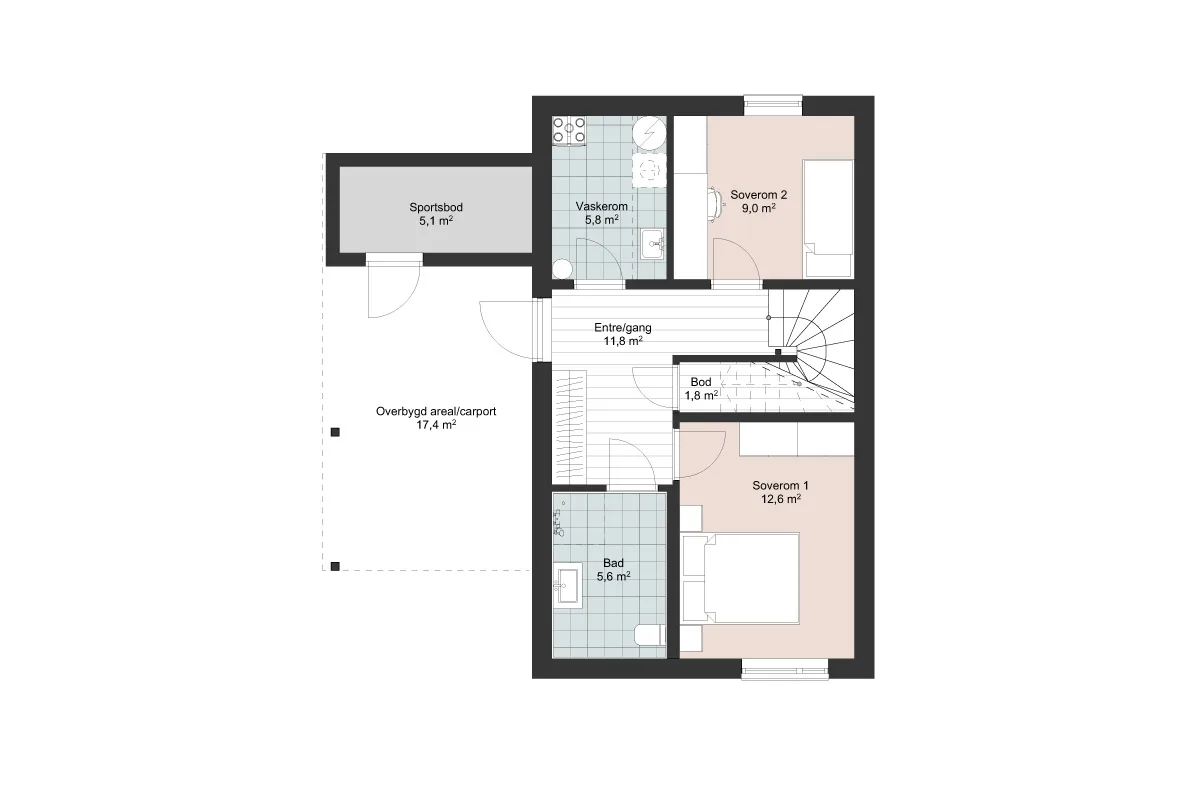 Plantegning 1. ETG — Idéhus Tverreggi