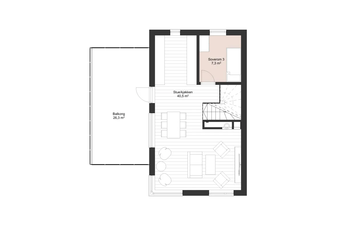 Plantegning 2. ETG — Idéhus Tverreggi