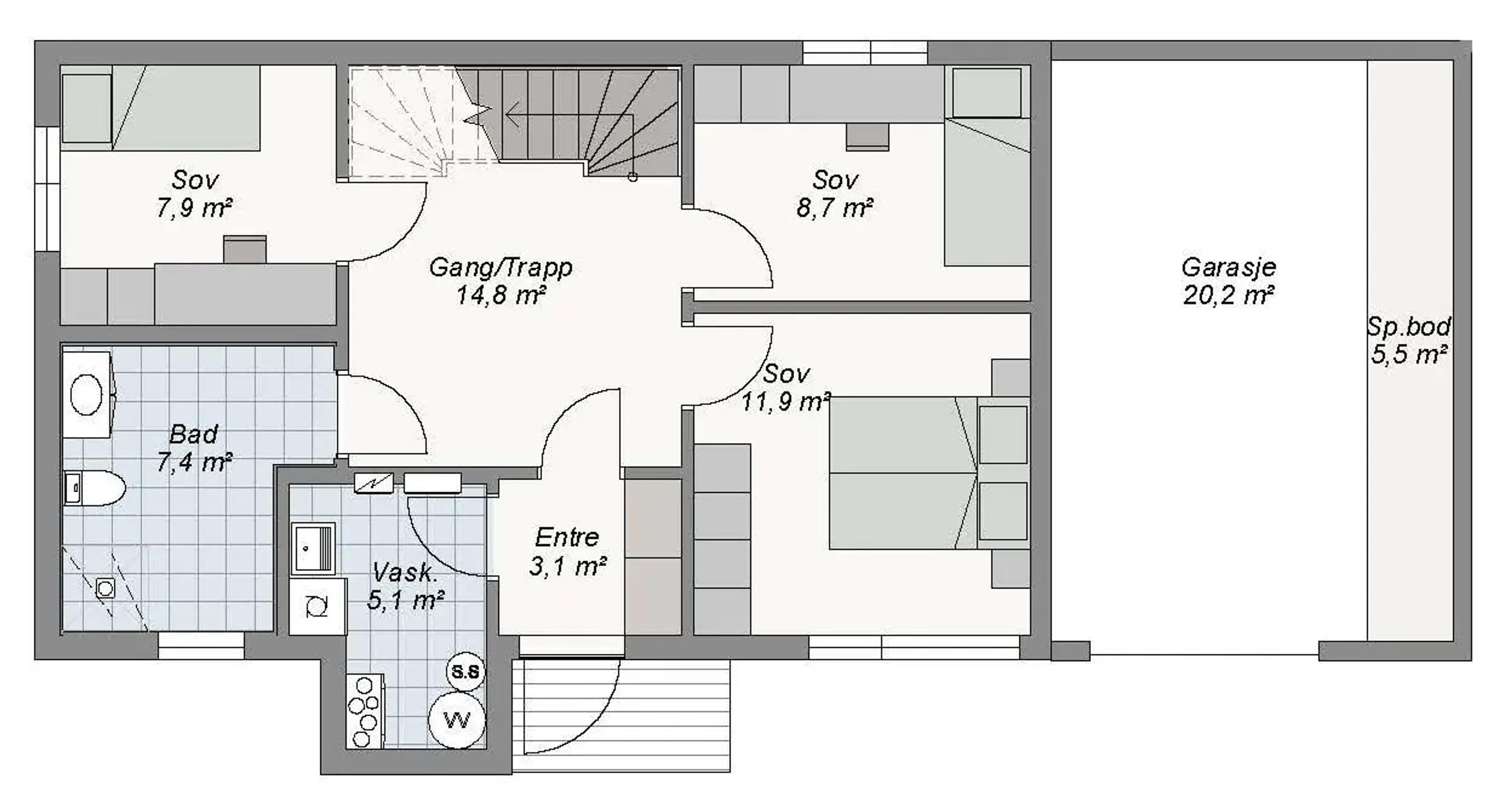 Plantegning 1. ETG — Nordbohus Komplett