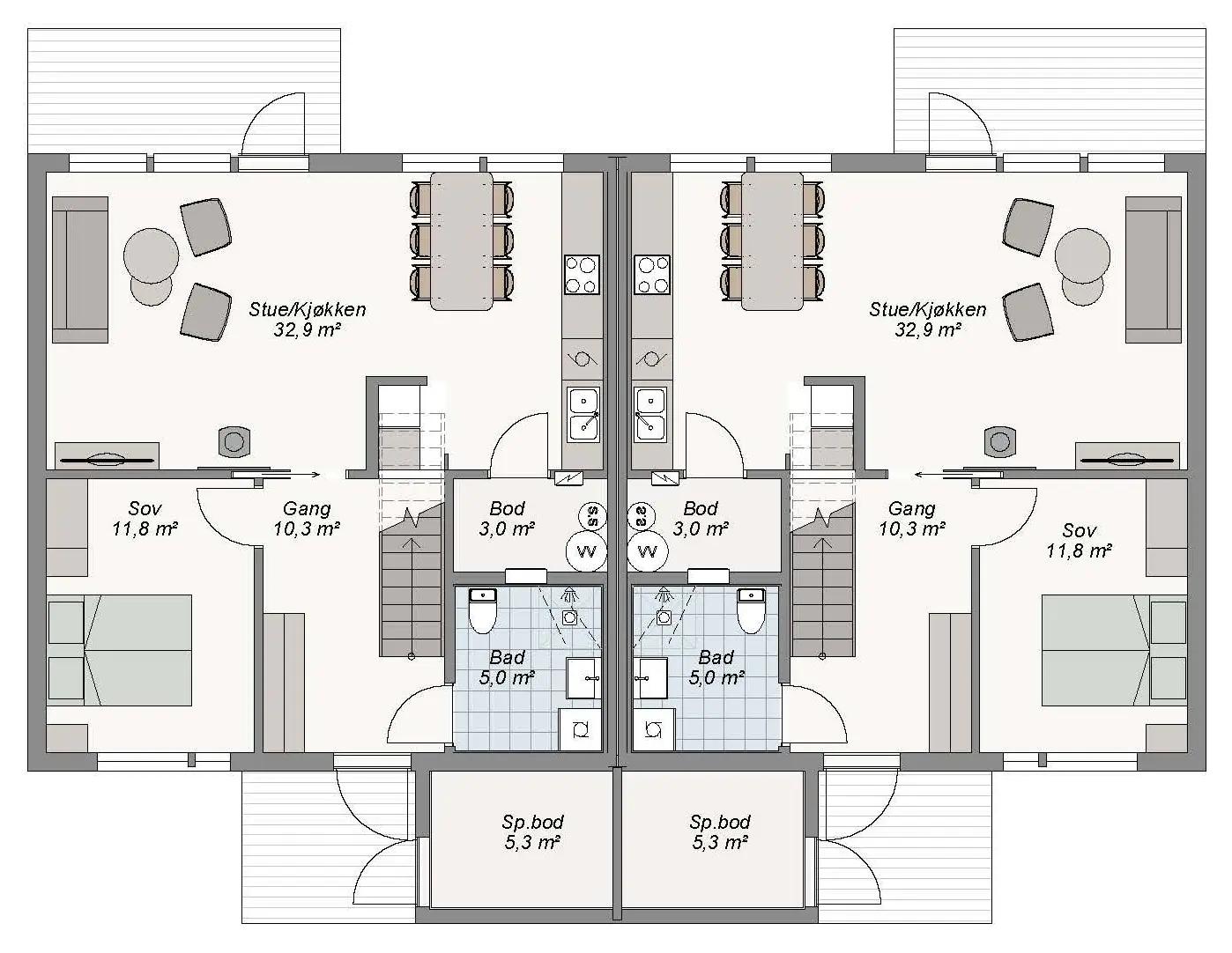 Plantegning 1. ETG — Nordbohus Twist