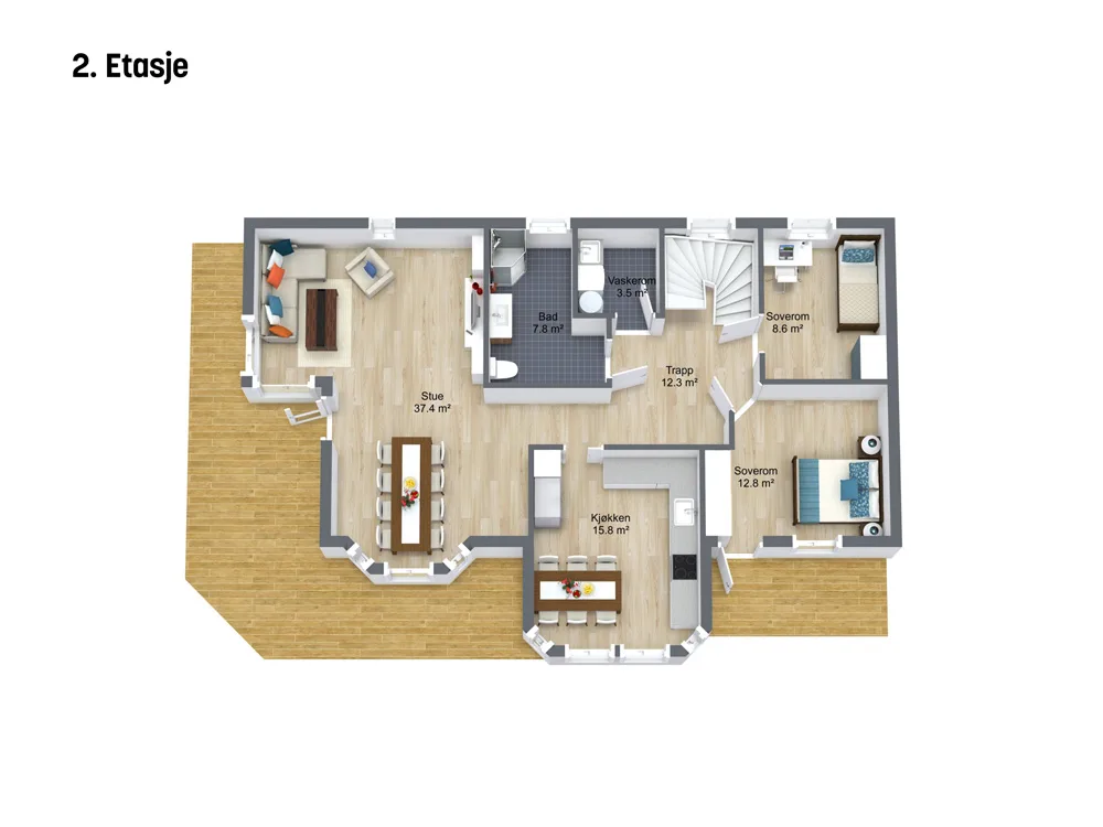 Plantegning 2. ETG — Norske Hus Balder