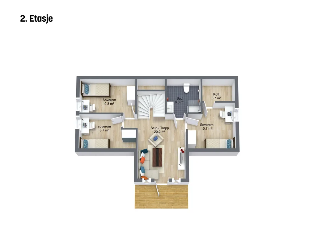 Plantegning 2. ETG — Norske Hus Saga