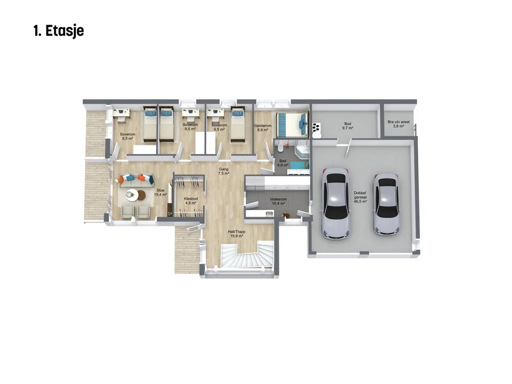 Plantegning 1. ETG — Norske Hus Strandli