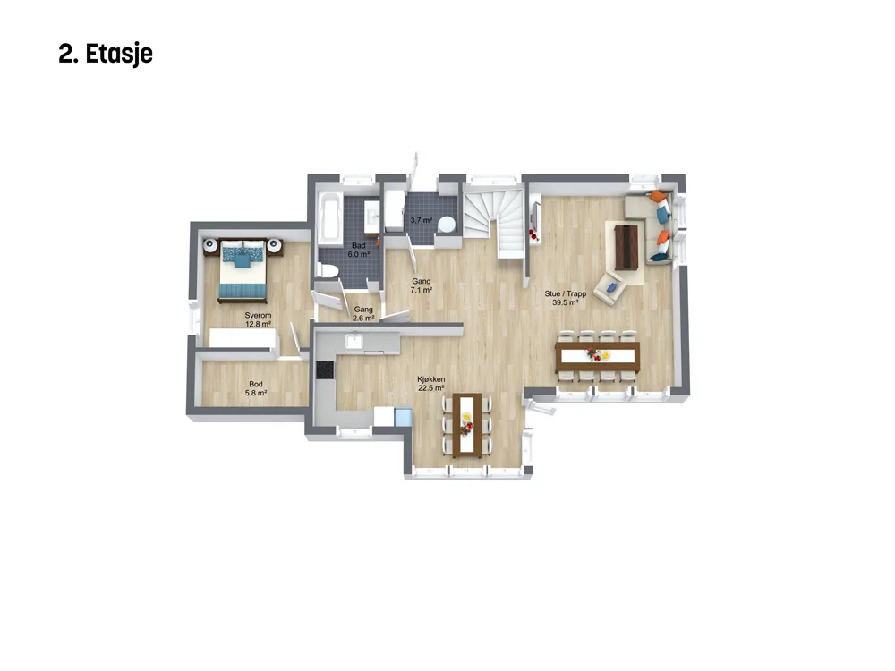 Plantegning 2. ETG — Norske Hus Viking
