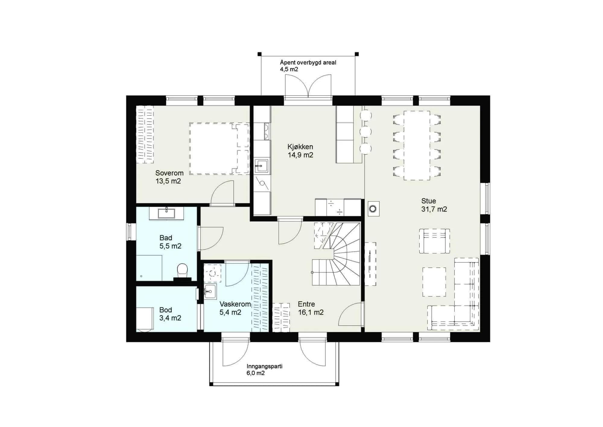 Plantegning 1. ETG — Selbuhus Bergstaden 1