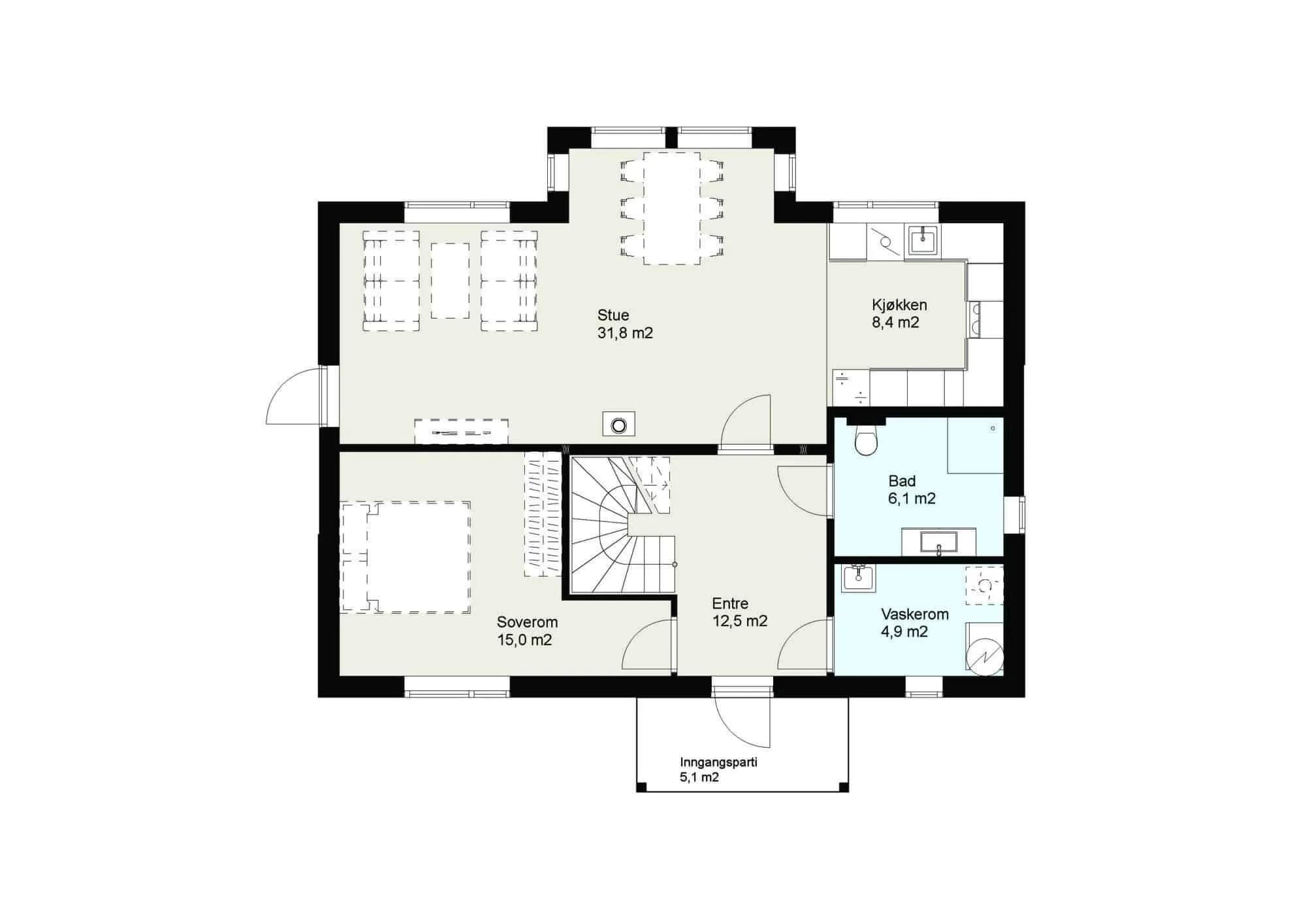 Plantegning 1. ETG — Selbuhus Fremad 2