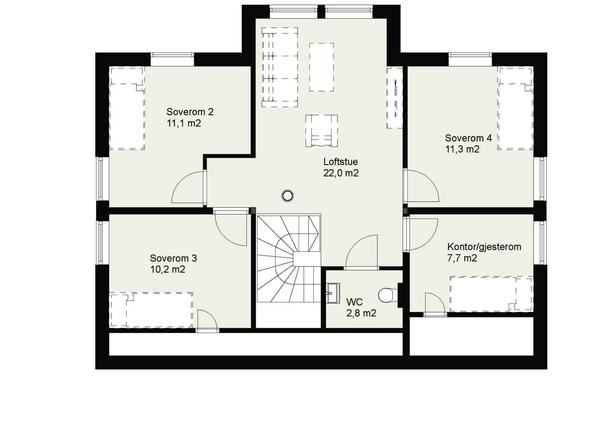 Plantegning 2. ETG — Selbuhus Fremad 2